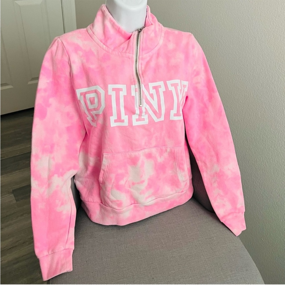 Pink Victoria Secret Tie Dye Half Zip Sweatshirt